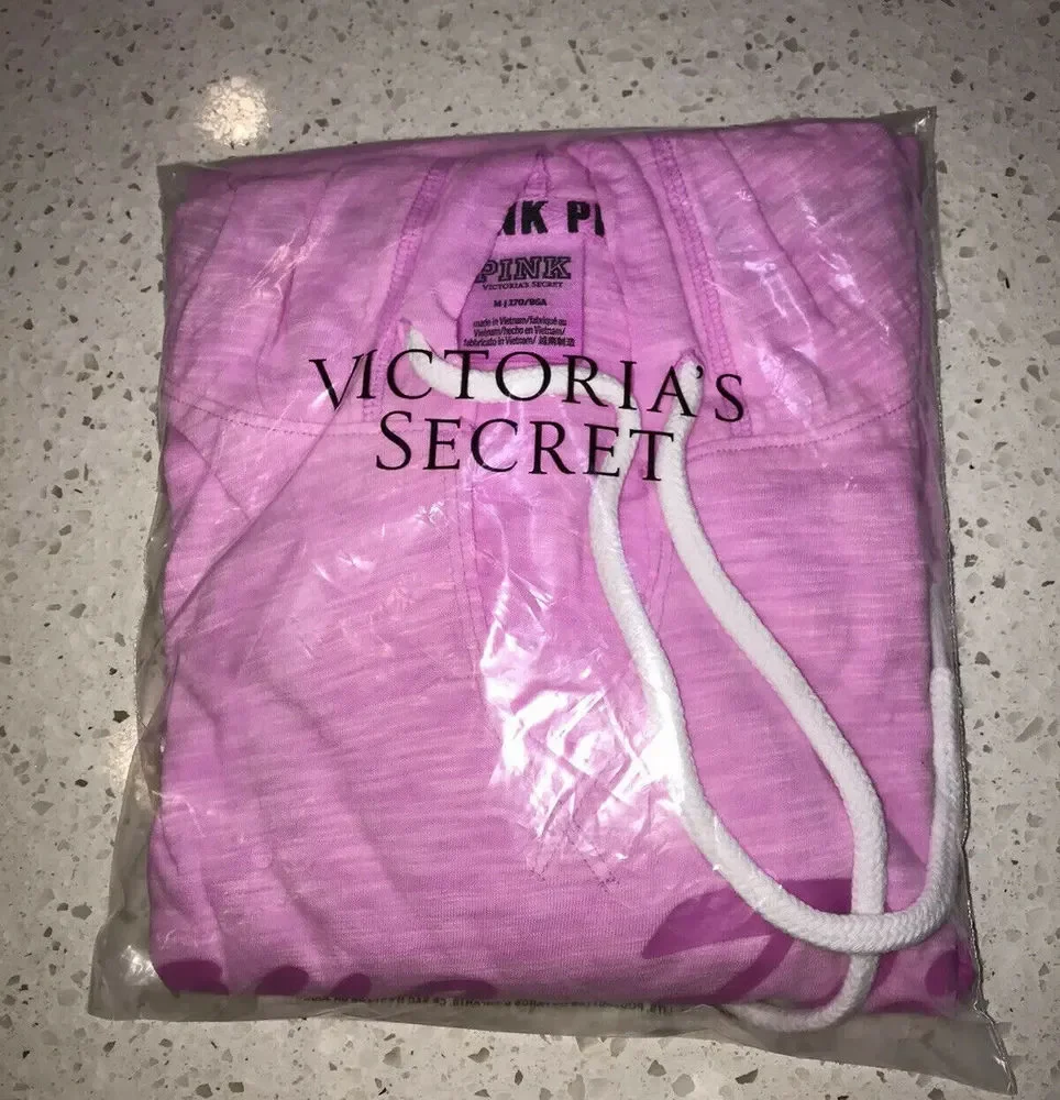 Vs Victorias Secret Pink Lightweight Cut Off Pullover Hoodie Sweater Top M